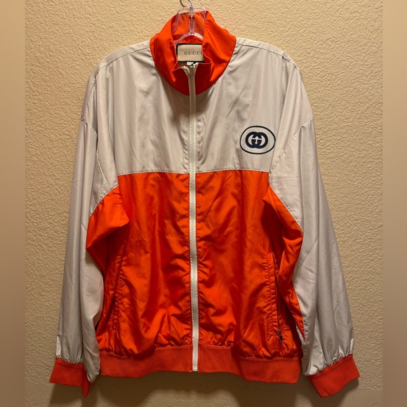 New Gucci GG Logo Zipper Windbreaker Jacket Size M - Picture 2 of 13